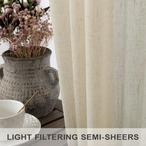 Pitalk 108 Inch Long Curtains for Living Room Birch Beige Linen Extra