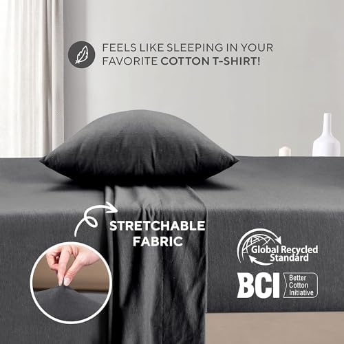 Sleepdown Jersey Sheet Set - Charcoal, King (4 Piece)