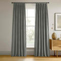 Plush Velvet Pleated Blackout Curtains (1 Panel), 25W X 120L, Silver