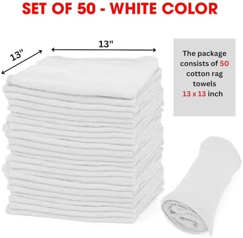 Shop Towels – Pack of 50 Reusable Cleaning Rags – Durable Quality
