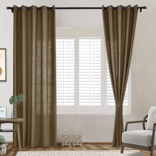 Frelement 52" W x 63" L Indoor Linen Curtains Thermal Insulated Drapes
