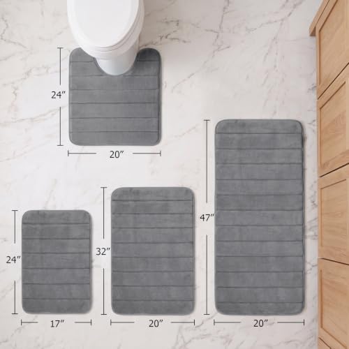 Flamingo P Memory Foam Bath Rug Set 4 Piece, Ultra Soft Bathroom Rugs