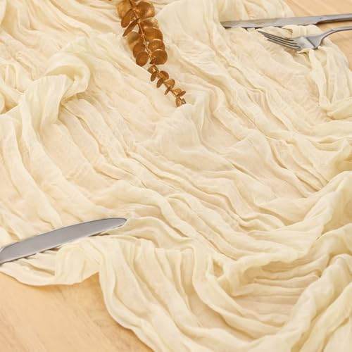 8 Pack Ivory Cream Cheesecloth Table Runner 120 Inch Boho Wedding