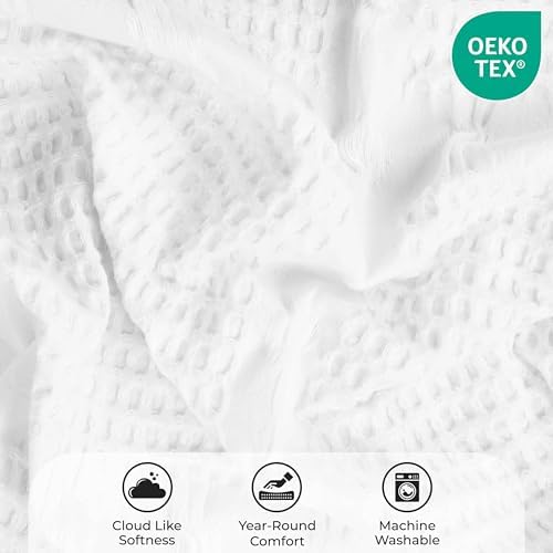 Waffle Weave Honeycomb Cotton Blanket, Comfy Blanket for Bedroom