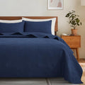 Lavsiry Navy Quilt King Size, 3 Pieces Bedspread Set