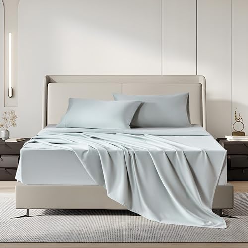 Sophia & William 100% Cotton Sateen Sheet Set King Size 4 Piece Smoky