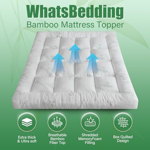 WhatsBedding 5 Inch Memory Foam Mattress Topper Queen for Back Pain