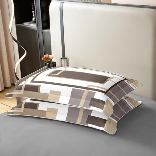 Erosebridal 100% Cotton Khaki Square Geometric Duvet Cover