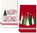 Merry Christmas Kitchen Towels Set of 2 Red Xmas Tree 18x26 inch
