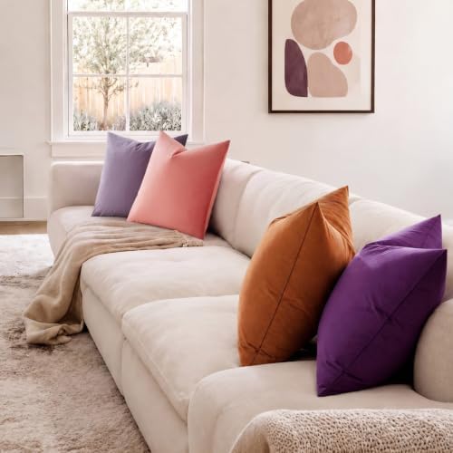 JUSPURBET Decorative Velvet Throw Pillow Covers 18x18 Set of 2,Coral