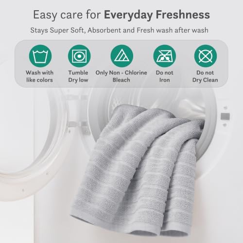 TRIDENT Gray Bath Towels Set of 4, 100% Cotton Quick Dry Towels for