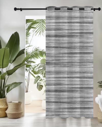 Gray Striped Curtains 63 inches Long for Living Room Bedroom Boho Ash