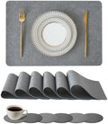 Reversible Faux Leather Placemats and Coasters Set of 12, 12x17 Inch