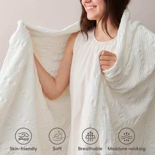 David's Home 100% Cotton Waffle Blanket King Size, Lightweight