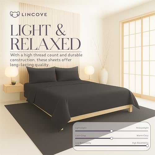 Lincove 100% Cotton Sateen 4 Piece Bed Sheet Set – 400 Thread Count