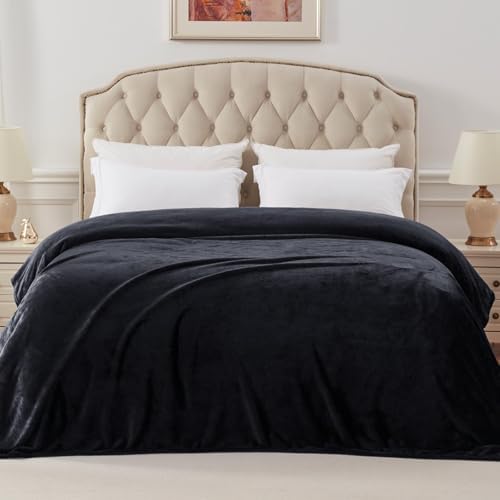 Exclusivo Mezcla Soft Fleece Blanket Queen Size for Bed, Black