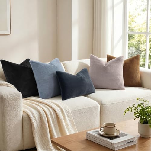 Pallene Faux Fur Decorative Throw Pillow Covers 18x18 Set of 2, Black