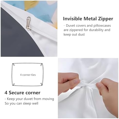 Duvet Cover King, Reversible Printed Comforter Cover Set Watercolor