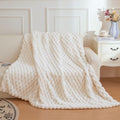 XeGe Luxury Bubble Fluffy Faux Rabbit Fur Large Blanket 60"x80", Beige
