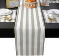 Table Runner and Placemats Set of 6 Tan and White Stripe Decorative