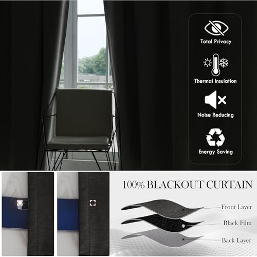Macochico Pinch Pleated Curtains 84" Wx84 L 100% Blackout Window