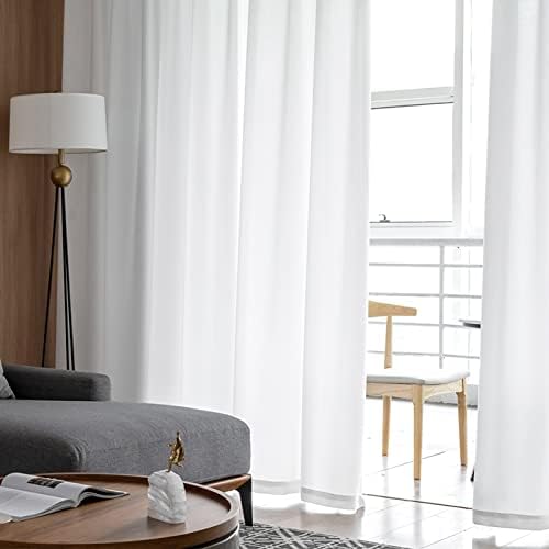 Pure White Sheer Curtains 108 Inches Long, Solid Color Sheer Window