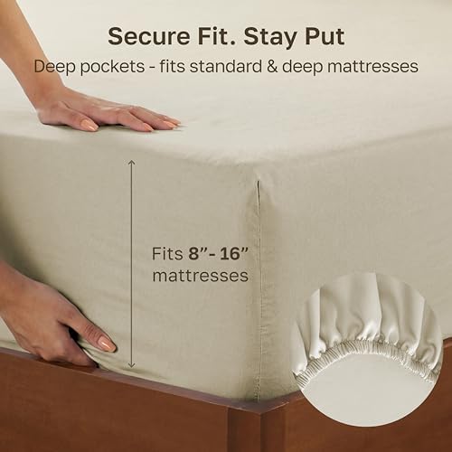 California Design Den 100% Cotton Sateen Queen Size Fitted Sheets