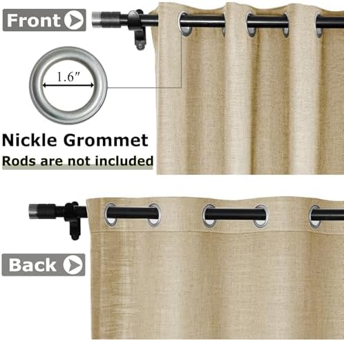 Frelement 108 Inch Length Extra Long Linen Curtains Light Filtering