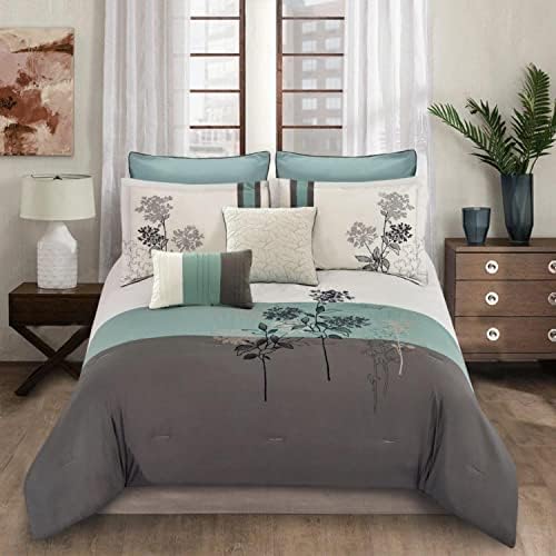 Riverbrook Home Emilie Comforter Set, King, Blue/Gray/Ivory, 8 Piece
