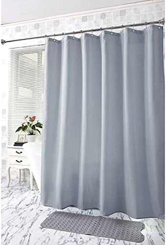Amazer Light Gray Shower Curtain Liner, Light Gray Fabric Shower