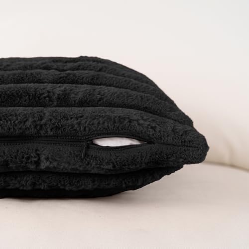 NiNi ALL 4 Pack Black Throw Pillow Covers 18x18 Inch, Luxury Set of 2