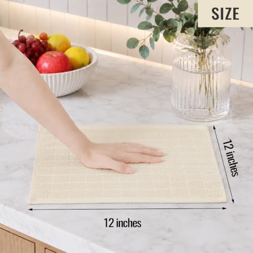 Kitinjoy 100% Cotton Terry Kitchen Dish Cloths, 12”x 12”, 8-Pack