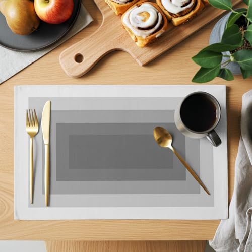 Gray Gradient Squares Placemats Set of 8, Softness Layers Zen