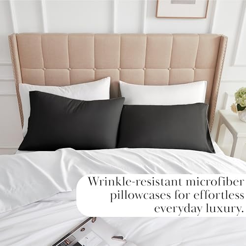 Queen Pillow Cases Set of 2 Ultra-Soft Microfiber Black