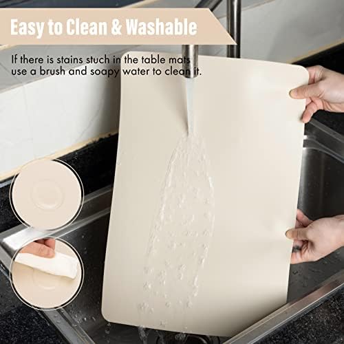 Placemats Set of 6, Faux Leather Place Mats Heat Stain Scratch