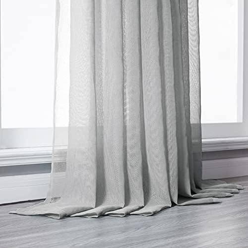 Grey Semi Sheer Curtains 63 inch Length 2 Panels Set, Solid Color