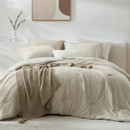 Queen Comforter Set-7 Pieces Soft Prewashed Bed in a Bag Queen Bedding