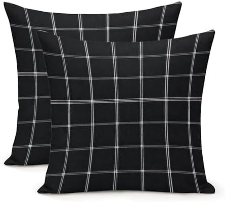ArogGeld Chinoiserie Pillow Covers Set of 2 Black Buffalo Plaid Throw