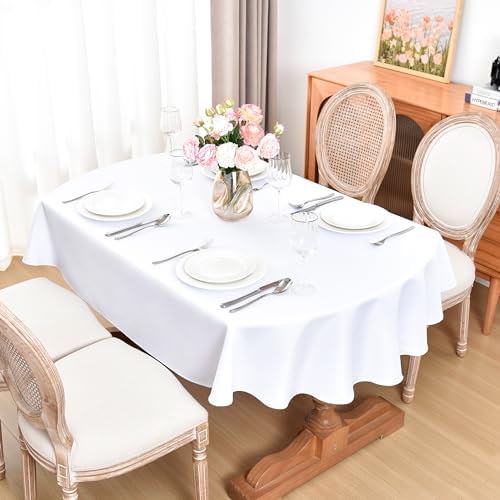eeivs Oval Tablecloth White Table Cloth 60x102 Inch Dining Table Cover