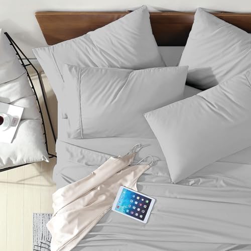 Swift Home Twin XL 4 Piece Sheet Set, Ultra-Soft, Light Gray