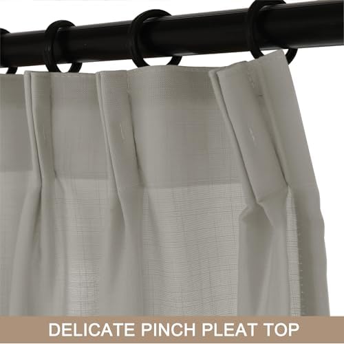 Fcosie Light Filtering Linen Curtains 108 Inches Long Pinch Pleated