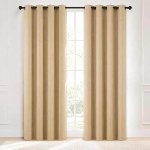 Deconovo 100% Blackout Linen Curtains 96 Inch Long for Bedroom Living