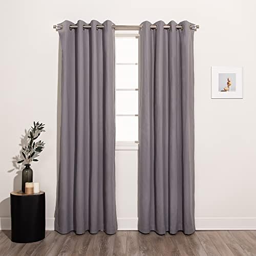 Home Fashion 100% Cotton Canvas Curtains Set of 2, 52" W x 63" L
