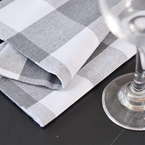 Grey & White 2 Side Cotton Buffalo Check Placemats Set of 4 Heat