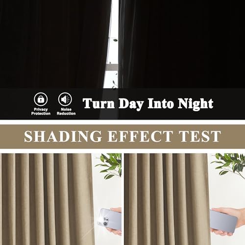Vision Home Brown Linen Full Blackout Curtains Grommet Total Room