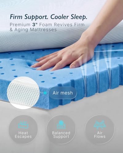 Breescape Cooling Mattress Topper Queen, 3 Inch Responsive Foam Bed