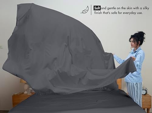RUVANTI 100% Cotton Sateen King Size Sheets Set, Charcoal