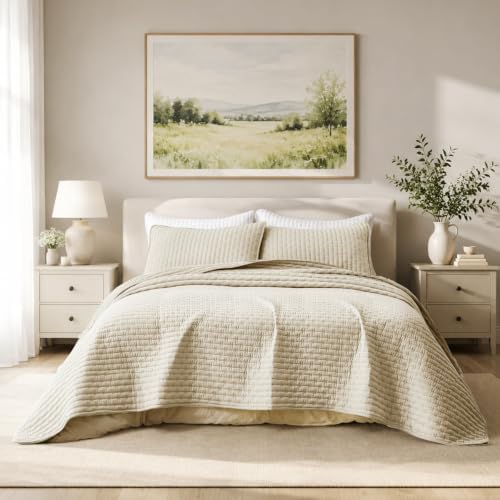 California King Size Cotton Quilt Bedding Set with 2 Shams,106"x118"