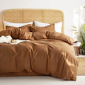 Wake In Cloud - Cotton Duvet Cover Set, 100% Washed Cotton, Linen Like