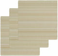 Rustic Beige Striped Dish Towels Set, Waffle Weave Kitchen Towels